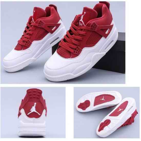 Air Jordan 4 Red White Men Basketball Shoes